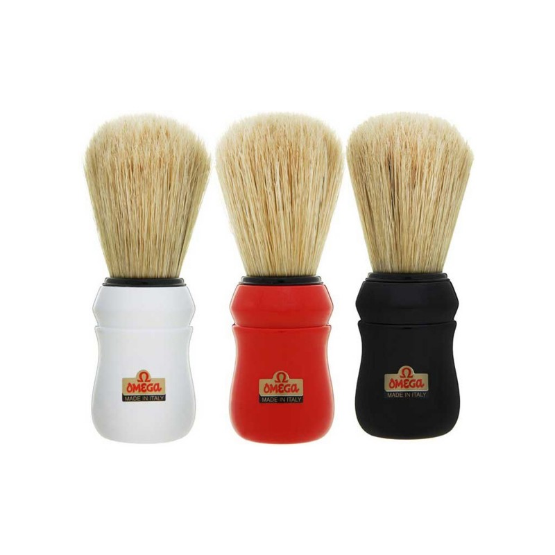Pennello barba OMEGA n.49 professionale in setola manico nero rosso o bianco labor Pennello barba OMEGA n.49 professionale in setola manico nero rosso o bianco labor