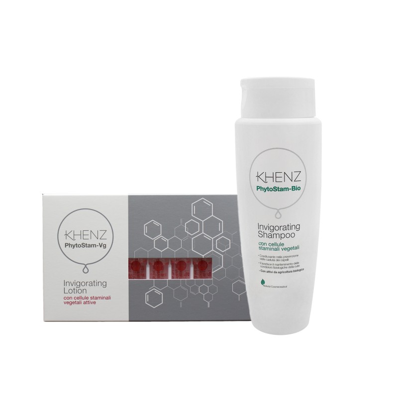 KIT SHAMPOO + FIALE INVIGORATING KHENZ anticaduta capelli cellule staminali