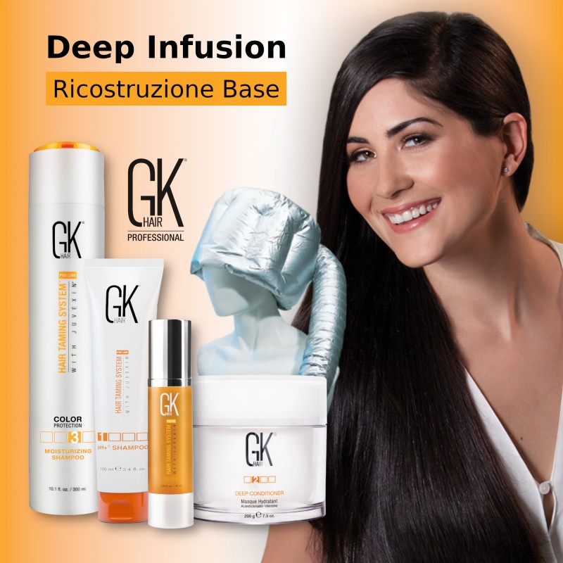 Kit 4 prodotti cheratina GK Hair per trattamento di RICOSTRUZIONE capelli DEEP INFUSION