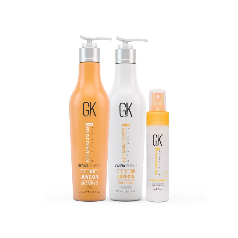 KIT GK SHAMPOO + CONDITIONER + LEAVE IN SPRAY COLOR PROTECTION SHIELD capelli colorati JUVEXIN cheratina KIT GK SHAMPOO + CONDITIONER + LEAVE IN SPRAY COLOR PROTECTION SHIELD capelli colorati JUVEXIN cheratina