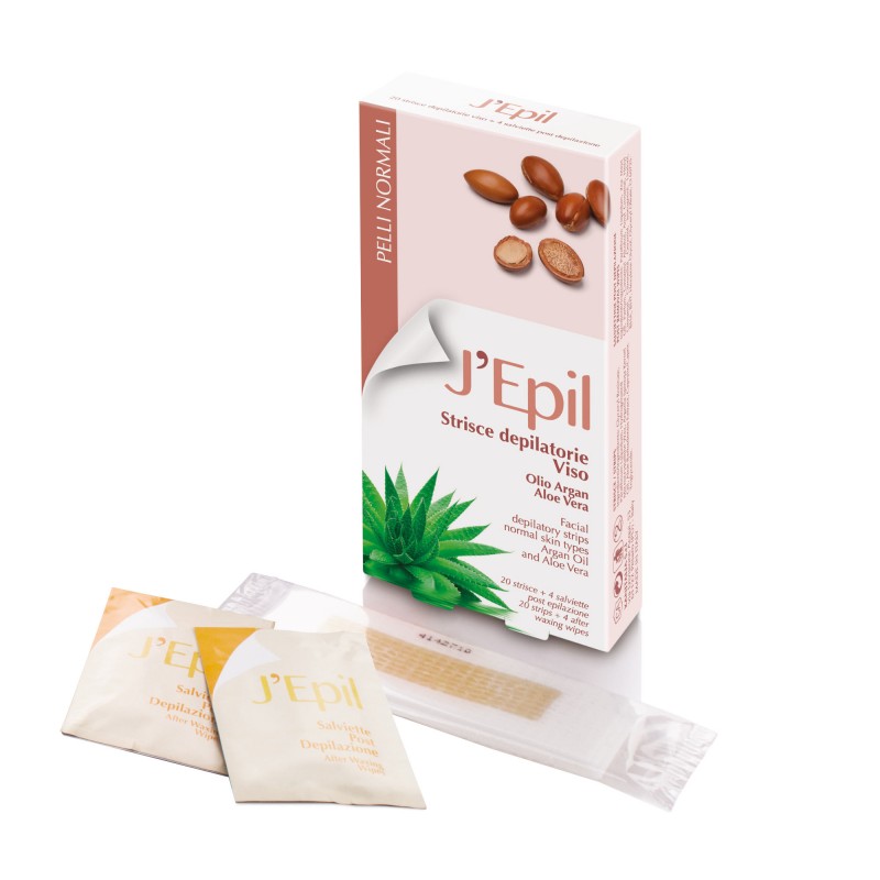 STRISCE DEPILATORIE ceretta per VISO e PELLI NORMALI con ARGAN E ALOE cera 20pz STRISCE DEPILATORIE ceretta per VISO e PELLI NORMALI con ARGAN E ALOE cera 20pz